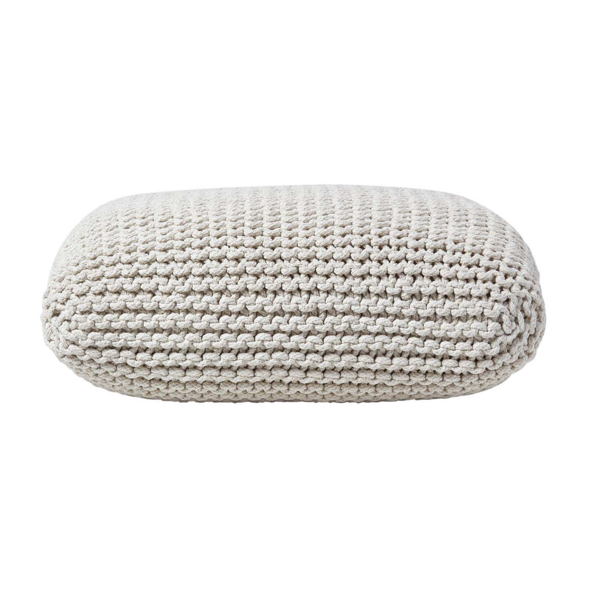 STRICK-POUF natur, Bodenkissen 70/70/20 cm - Creme, Textil (70/20/70cm) - Homescapes