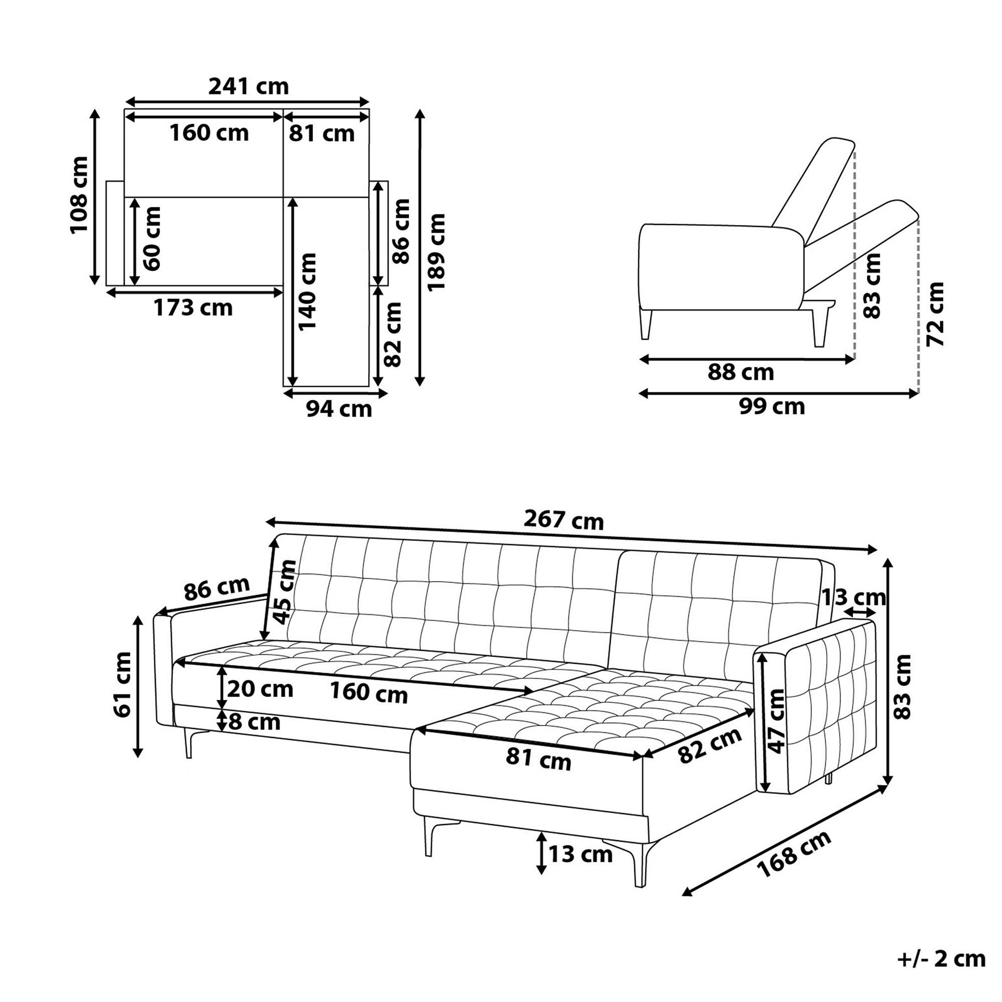 Thumbnail - Beliani Ecksofa, Schwarz, Textil, 4-Sitzer, L-Form, 267x168 cm, Wohnzimmer, Sofas & Couches, Wohnlandschaften, Ecksofas