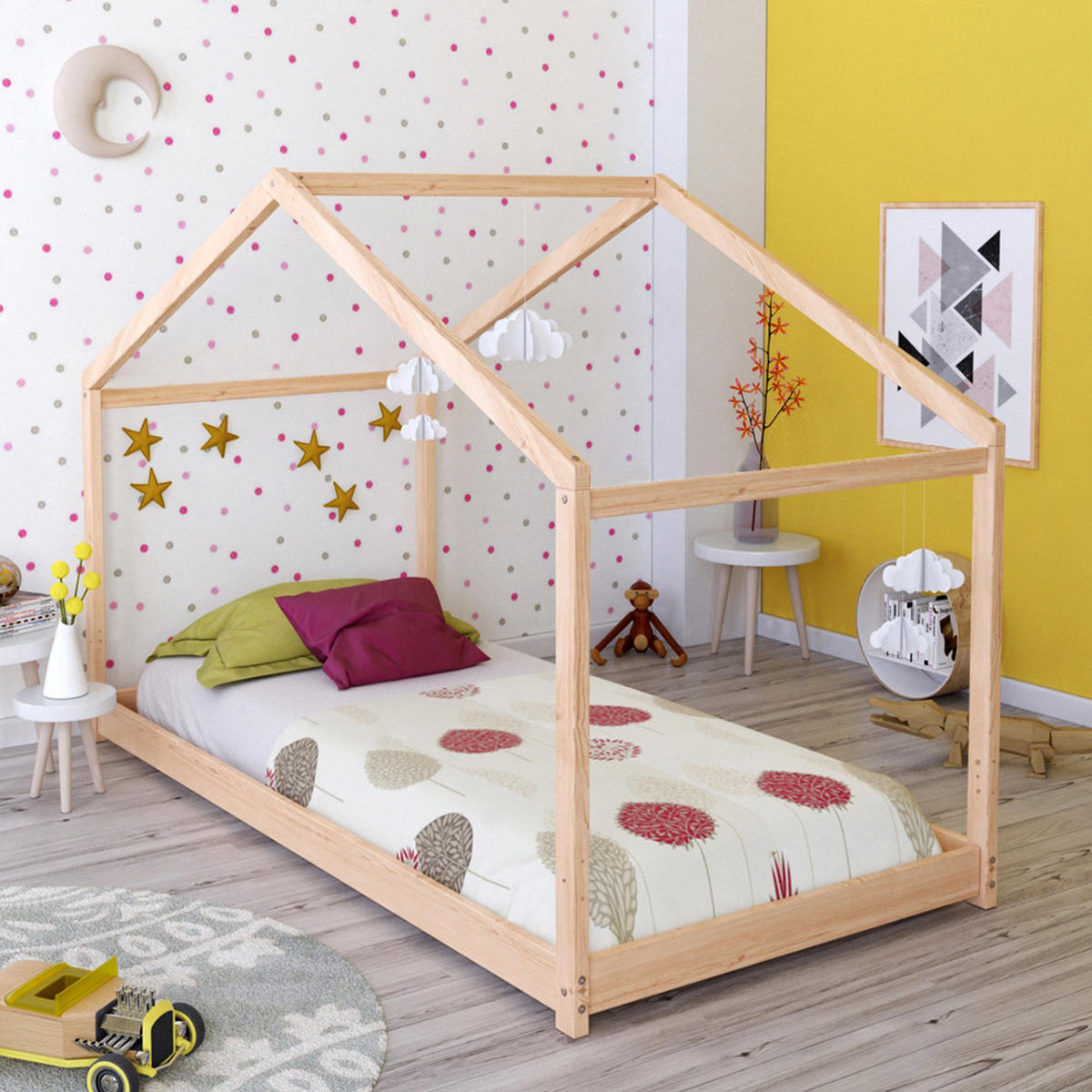 HAUSBETT KOALA MIT LATTENROST/ Kinderbett 90x190 - Natural - Naturfarben, Holz (90/190cm) - Weber Industries