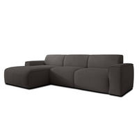 ECKSOFA L Form Didim mini Grau 310/165/78 cm – stilvolle kleine Eckcouch L - Schwarz/Grau, Kunststoff/Textil (165/310cm) - AX Living