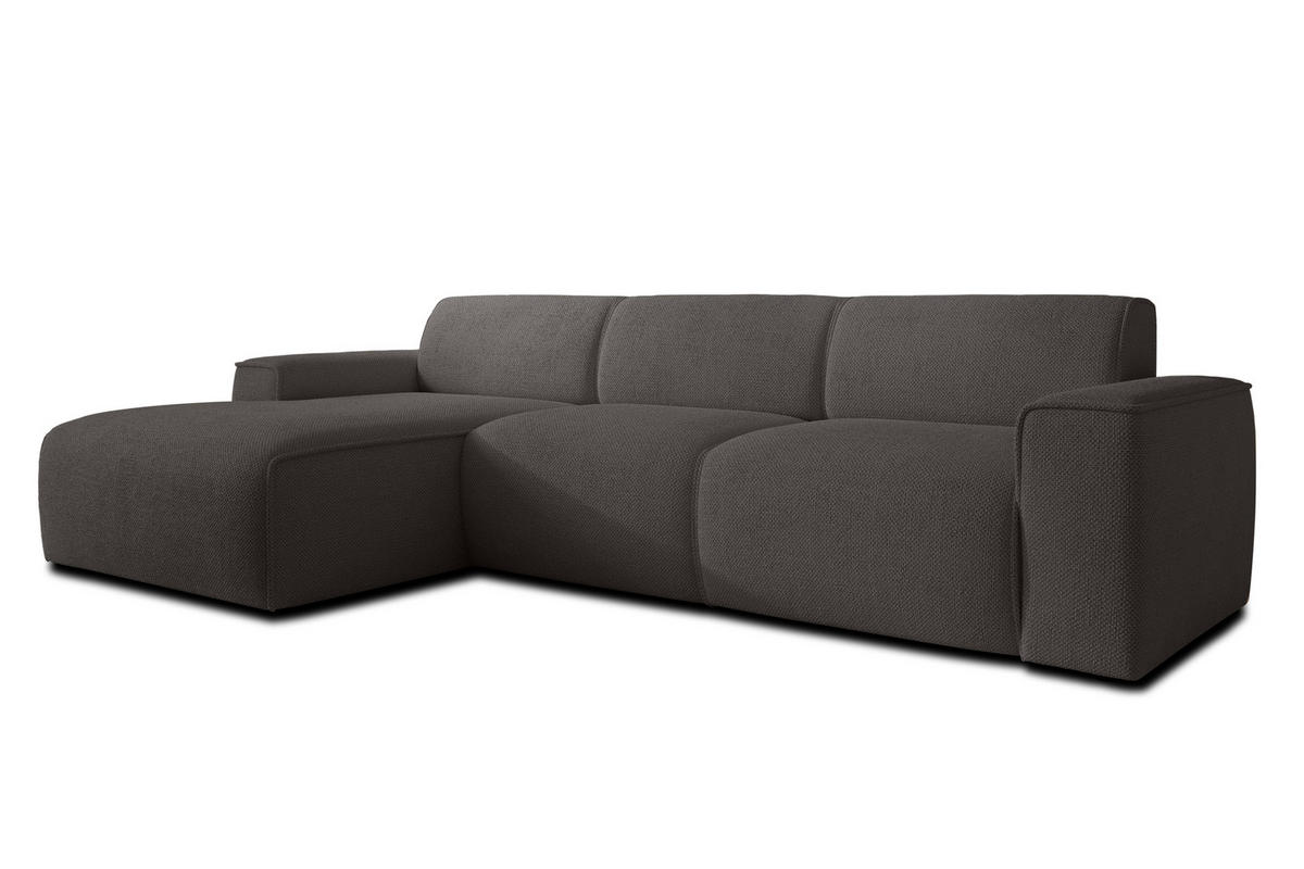 ECKSOFA L Form Didim mini Grau 310/165/78 cm – stilvolle kleine Eckcouch L - Schwarz/Grau, Kunststoff/Textil (165/310cm) - AX Living