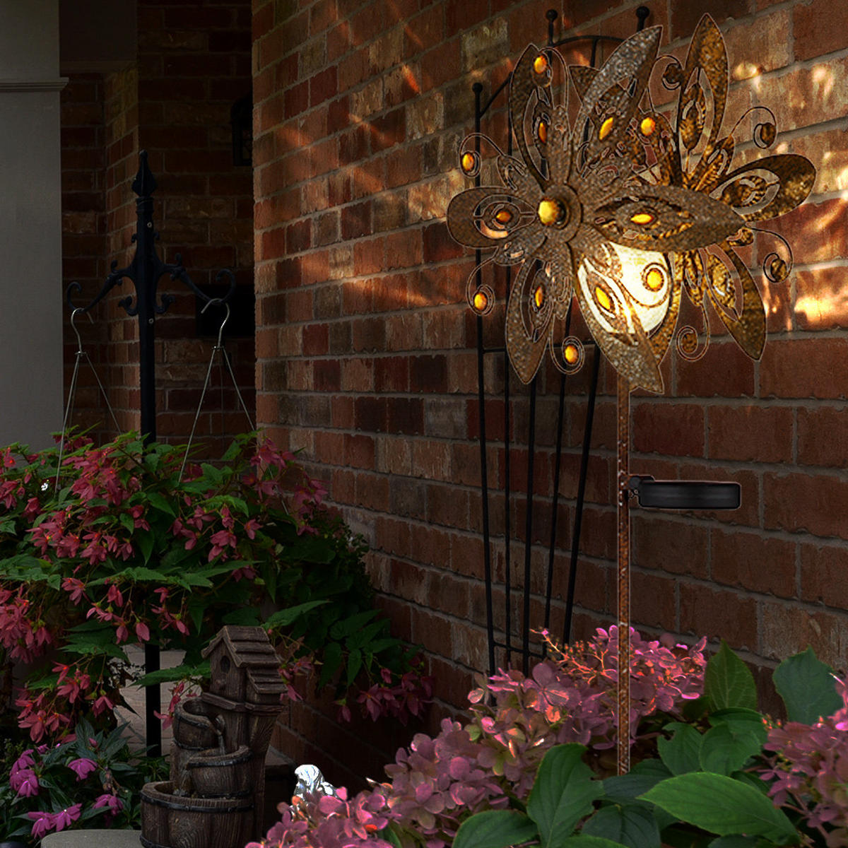 LED AUSSENLEUCHTE Metall Rostfarbe 2er Set - Braun, Metall (32/17.5/124cm) - Globo Lighting