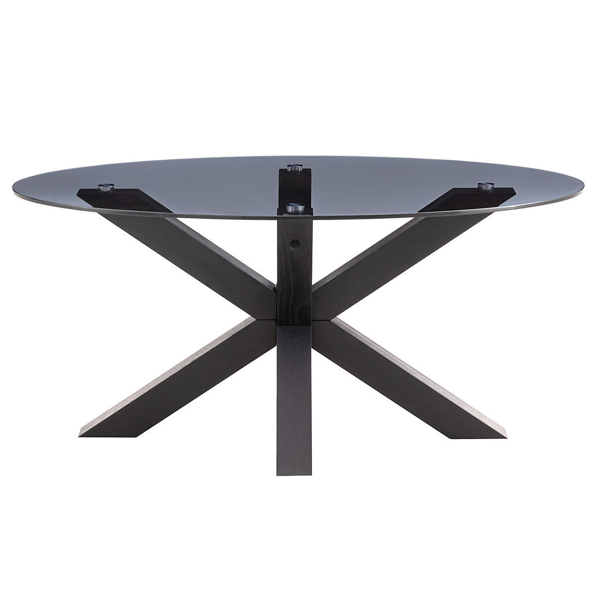 COUCHTISCH - Oval - Glas / Eiche massiv - Eichefarben/Schwarz, Glas/Holz (60/100/45cm) - home24