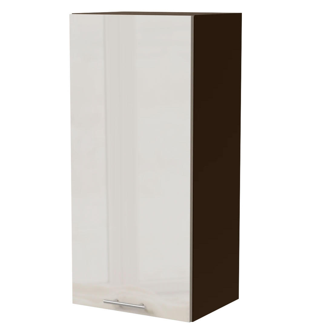 HÄNGESCHRANK Brerra W4/45 Lava / RAL 9001 creme Hochglanz 45 / 32,5 / 96cm - Dunkelgrau/Creme, Holz/Holzwerkstoff (45/96/32.5cm) - Feldmann-Wohnen