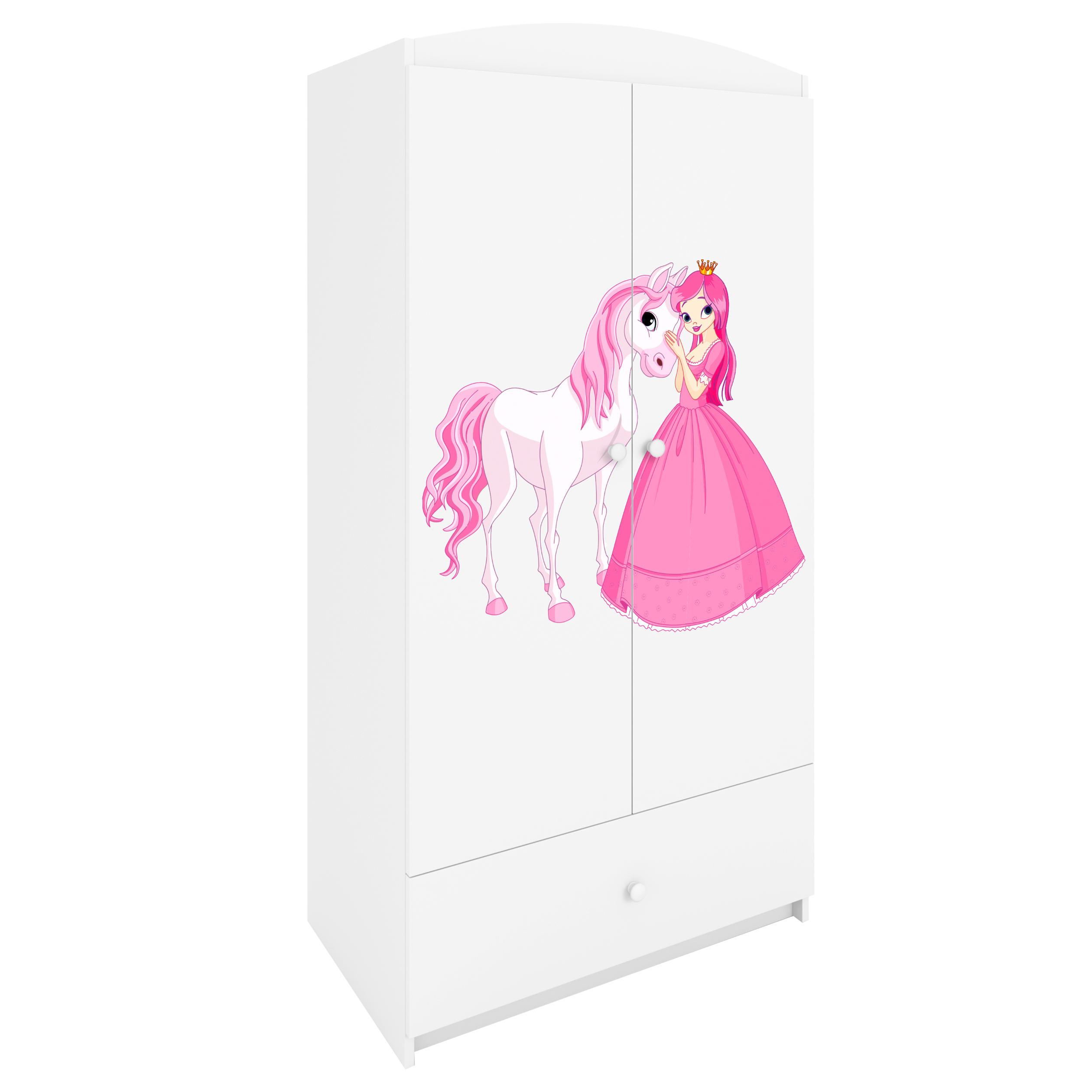 KINDERKLEIDERSCHRANK Prinzessin I - Weiß, Holzwerkstoff (90/175/52cm) - RAUMHIRSCH FURNITURE