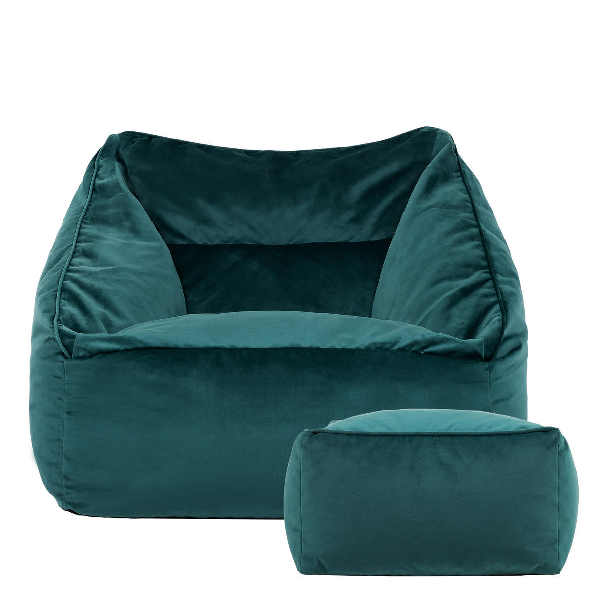 SITZSACK Sessel mit Sitzpouf - Grün, Kunststoff (100/80/88cm) - icon