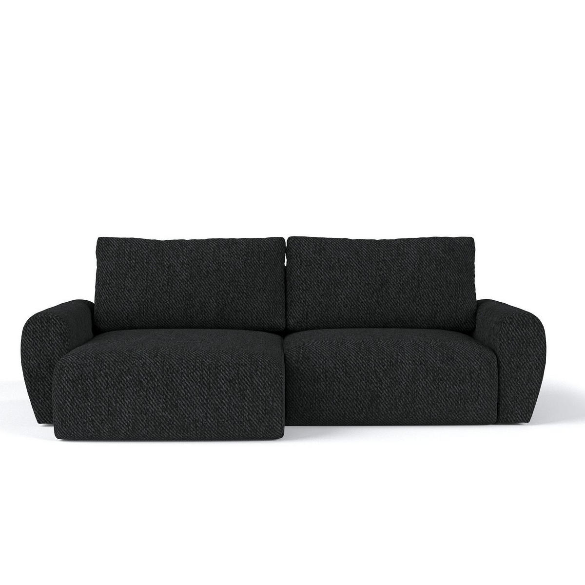 ECKSOFA OMARI mit Schlaffunktion Schwarz im Neve Stoff - Schwarz, Holz/Holzwerkstoff (253/153cm) - AltaBeds