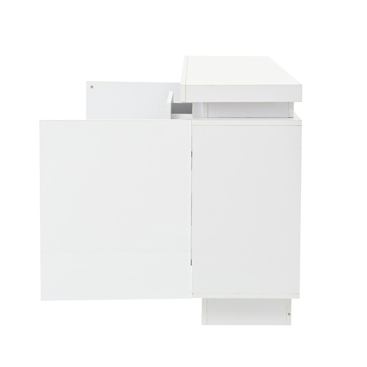 SIDEBOARD LED Weiß 2 Türen 3 Schubladen 140x35x72cm Hochglanz - Weiß, Holzwerkstoff (35/72/140cm) - FLIEKS
