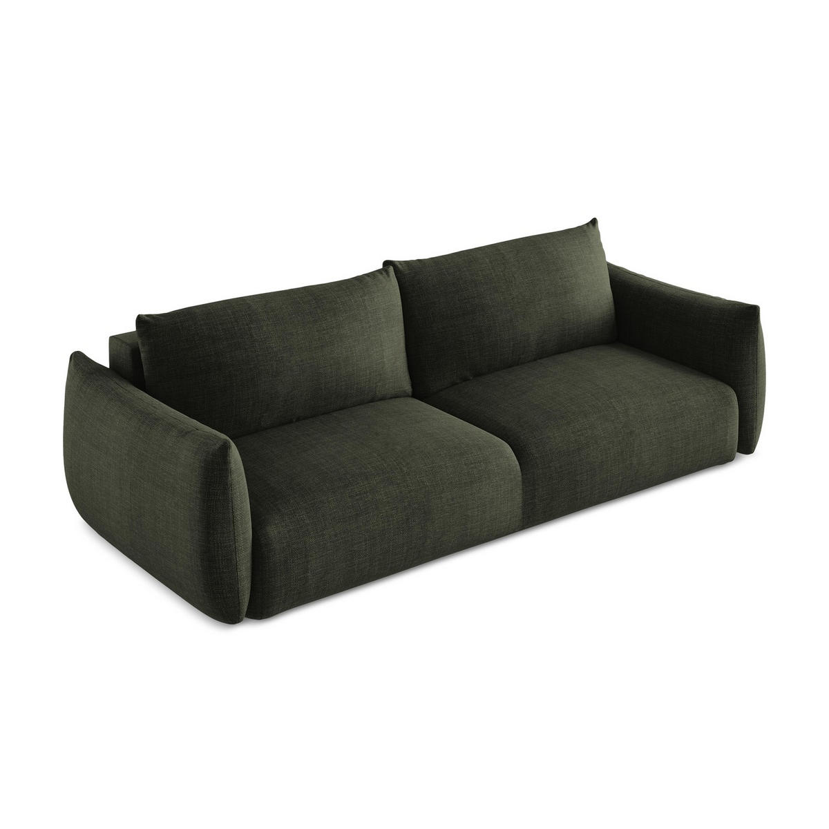 3-SITZER SOFA mit Schlaffunktion Strukturstoff Grün - Schwarz/Olivgrün, Holzwerkstoff/Kunststoff (230/90/105cm) - LaMiaSofa