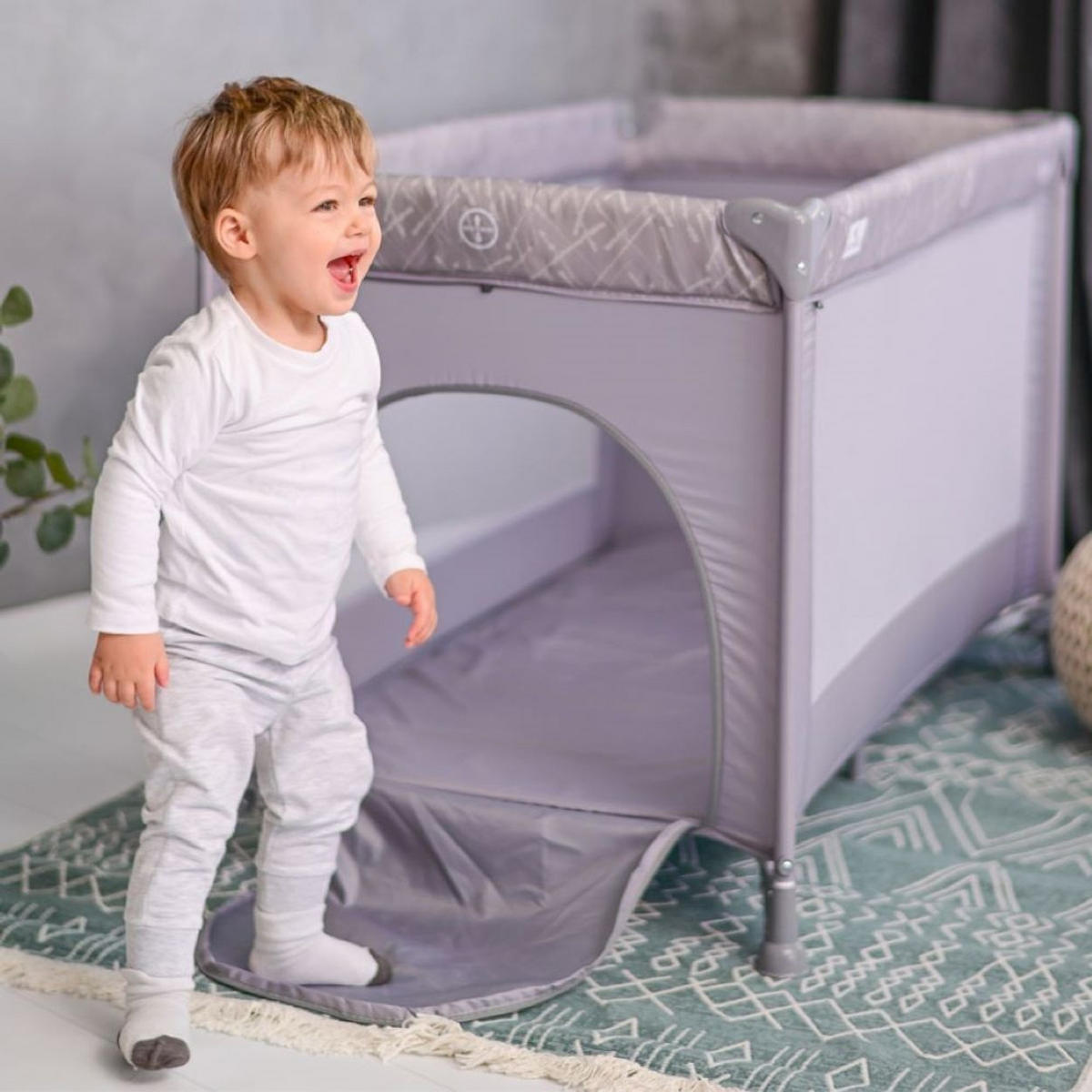 REISEBETT Torino silber Laufstall seitlicher Eingang, Tragetasche, Faltmatratze - Silberfarben, Kunststoff (60/120cm) - Lorelli