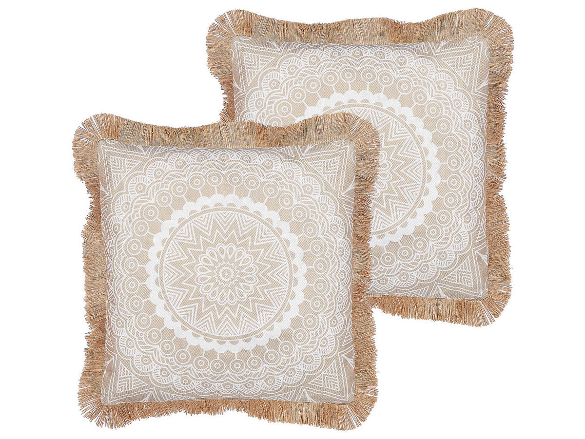 DEKOKISSEN 2er-Set Beige 45/7 cm Agrimony - Beige, Textil (45/7cm) - Beliani
