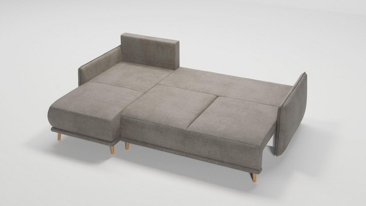ECKSOFA Chroma Dunkelbeige Luxusmicrofaser - Beige/Braun, Holz/Textil (238/170cm) - S-Style Möbel
