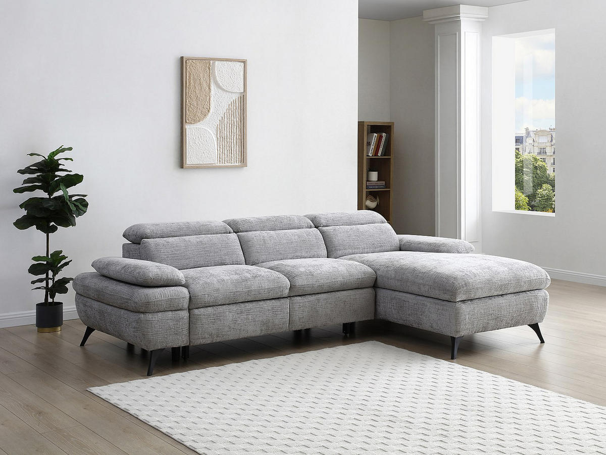SCHLAFSOFA - 5 Personen - Stoff - Grau - - Grau, Textil (284/80/176cm) - Vente-Unique