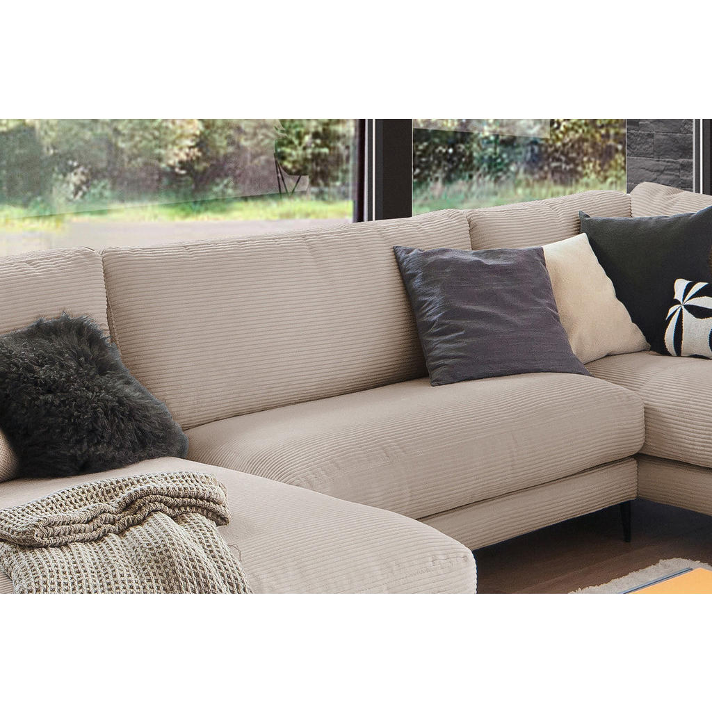 Thumbnail - Kawola Wohnlandschaft, Taupe, Textil, Echtholz, 3-Sitzer, Füllung: Kaltschaum, U-Form, 341x84x223 cm, Wohnzimmer, Sofas ...