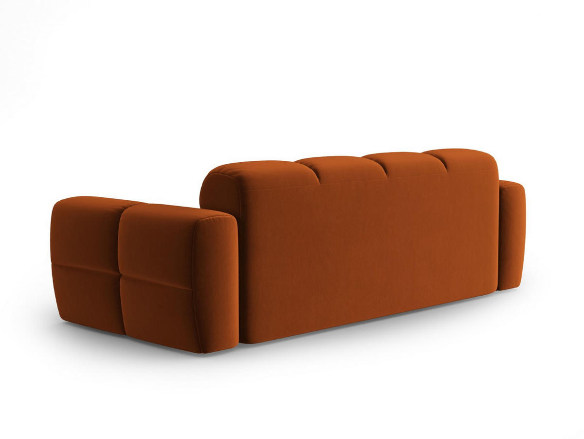 SOFA Lisa aus Samt terrakotta 3 Sitzplätze - Terra cotta, Textil (101/77/216cm) - Micadoni