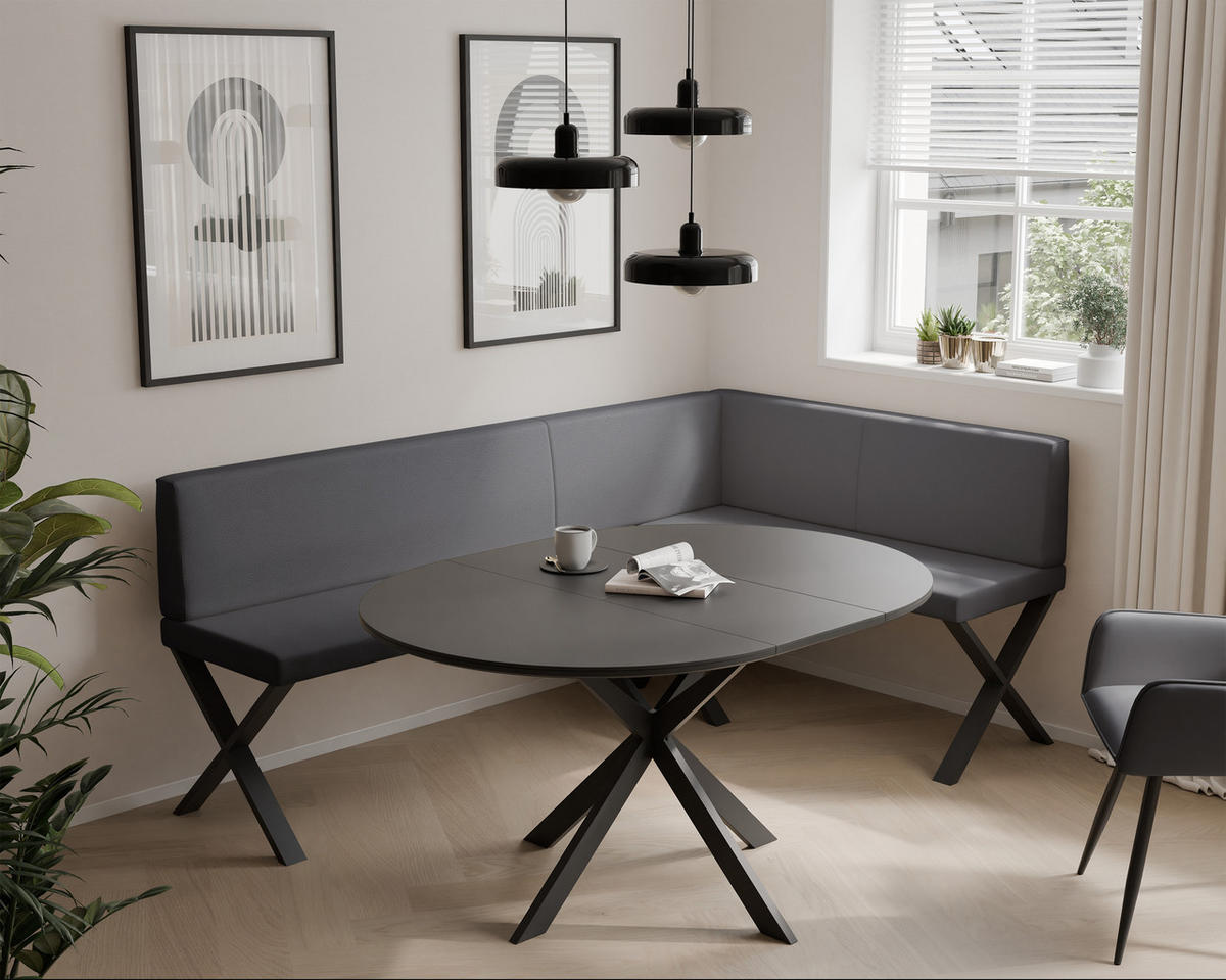 ECKBANK rechts VERO X Kunstleder glatt, 128/168 cm Dunkelgrau - Dunkelgrau, Kunststoff/Textil (128/168cm) - Idohome