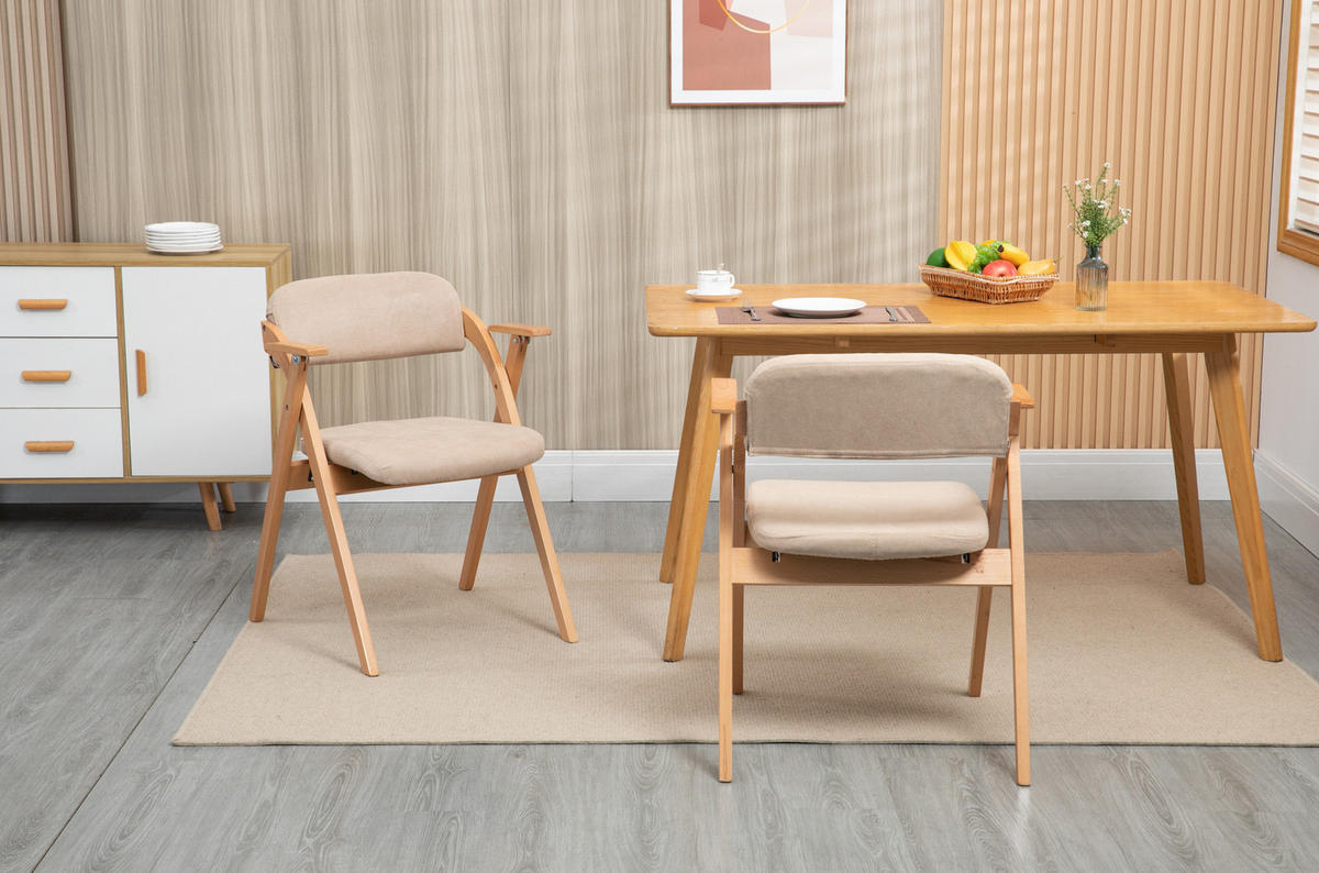 KLAPPSTUHL mit Armlehnen 2er-Set Buchenholz Khaki - Braun, Holz (60/79/52.5cm) - Meubliv