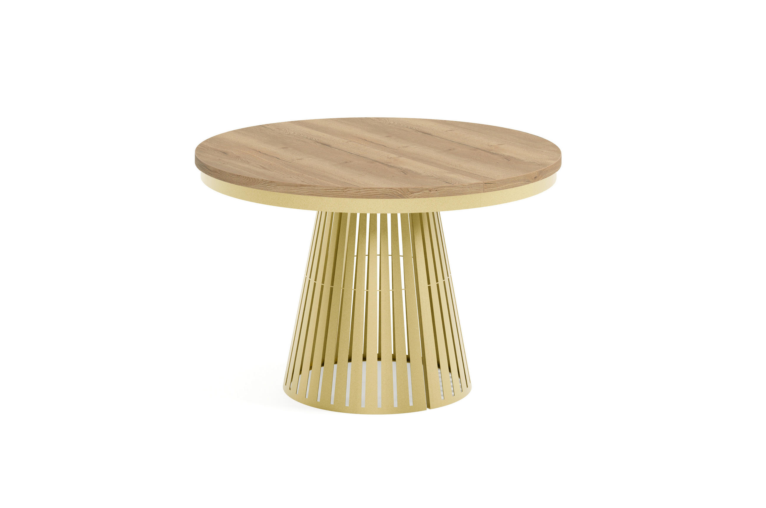 ESSTISCH Cone Bis - Hellbraun/Goldfarben, Holzwerkstoff/Metall (120/120/76cm) - Meblini
