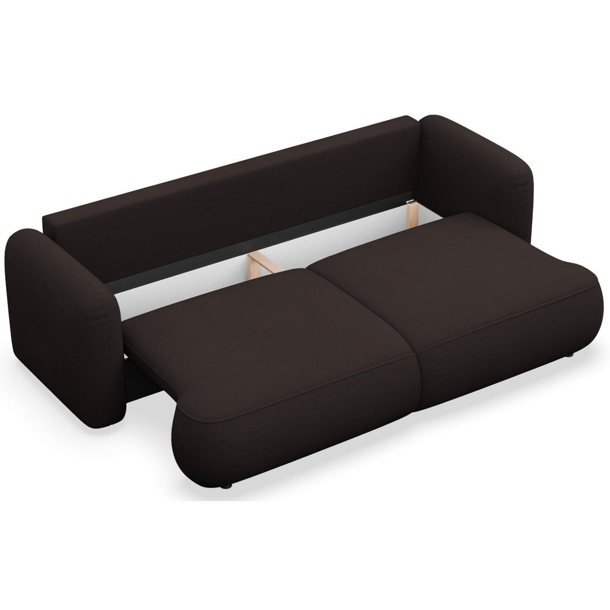 3-SITZER SCHLAFSOFA Tvoya Braun Chenille - Schwarz/Braun, Kunststoff/Textil (253/82/110cm) - Selsey