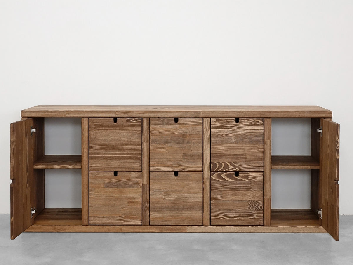 KOMMODE aus Massivholz MARIKA 2/6 - Dunkelbraun, Holz (180/71/40cm) - Seart