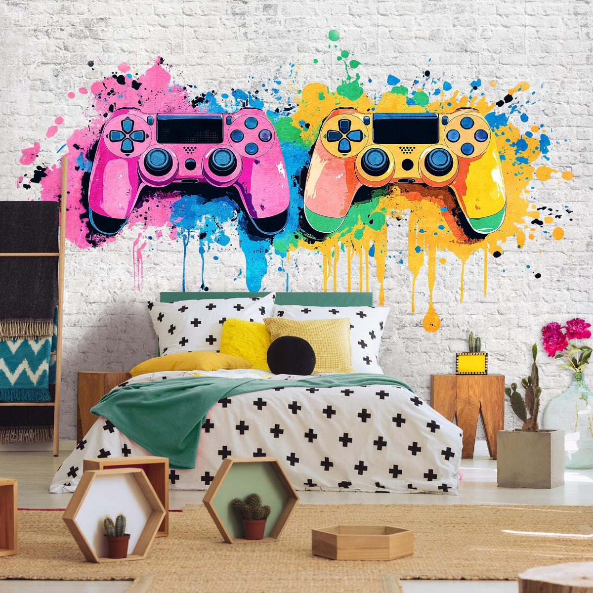 TAPETE Kinderzimmer Junge Gaming Vlies Fototapete 200x140 - Multicolor, Papier (200/140cm) - Wallarena