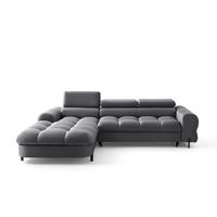 ECKSOFA UFFO L Links mit Schlaffunktion 260x195 Velours Grau - Schwarz/Grau, Holz/Textil (260/195cm) - Muffo