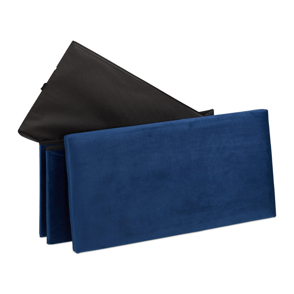 SITZBANK - Blau, Holzwerkstoff/Textil (77/38/39cm) - Relaxdays