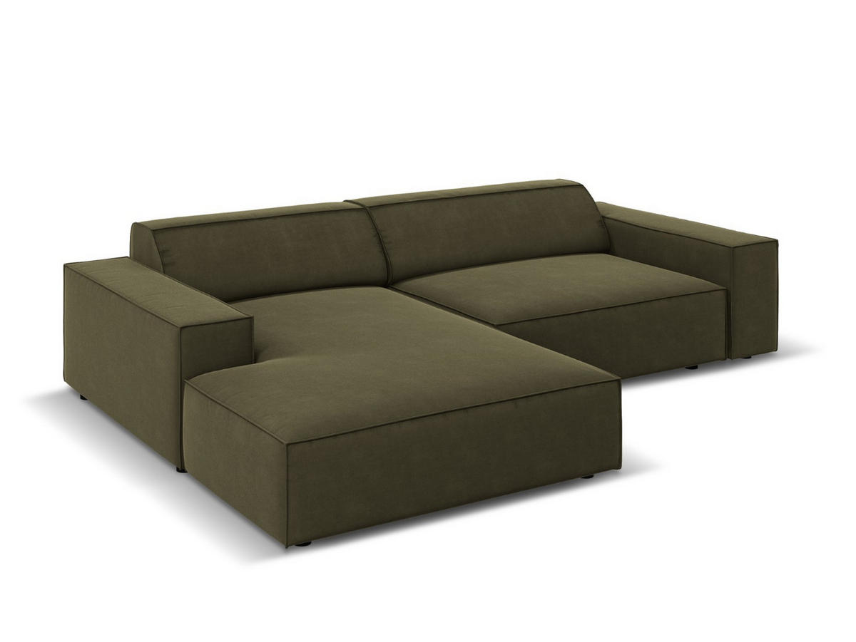 MODULARES-ECKSOFA links Jodie aus Samt grün 3 Sitzplätze - Grün, Textil (166/224cm) - Micadoni