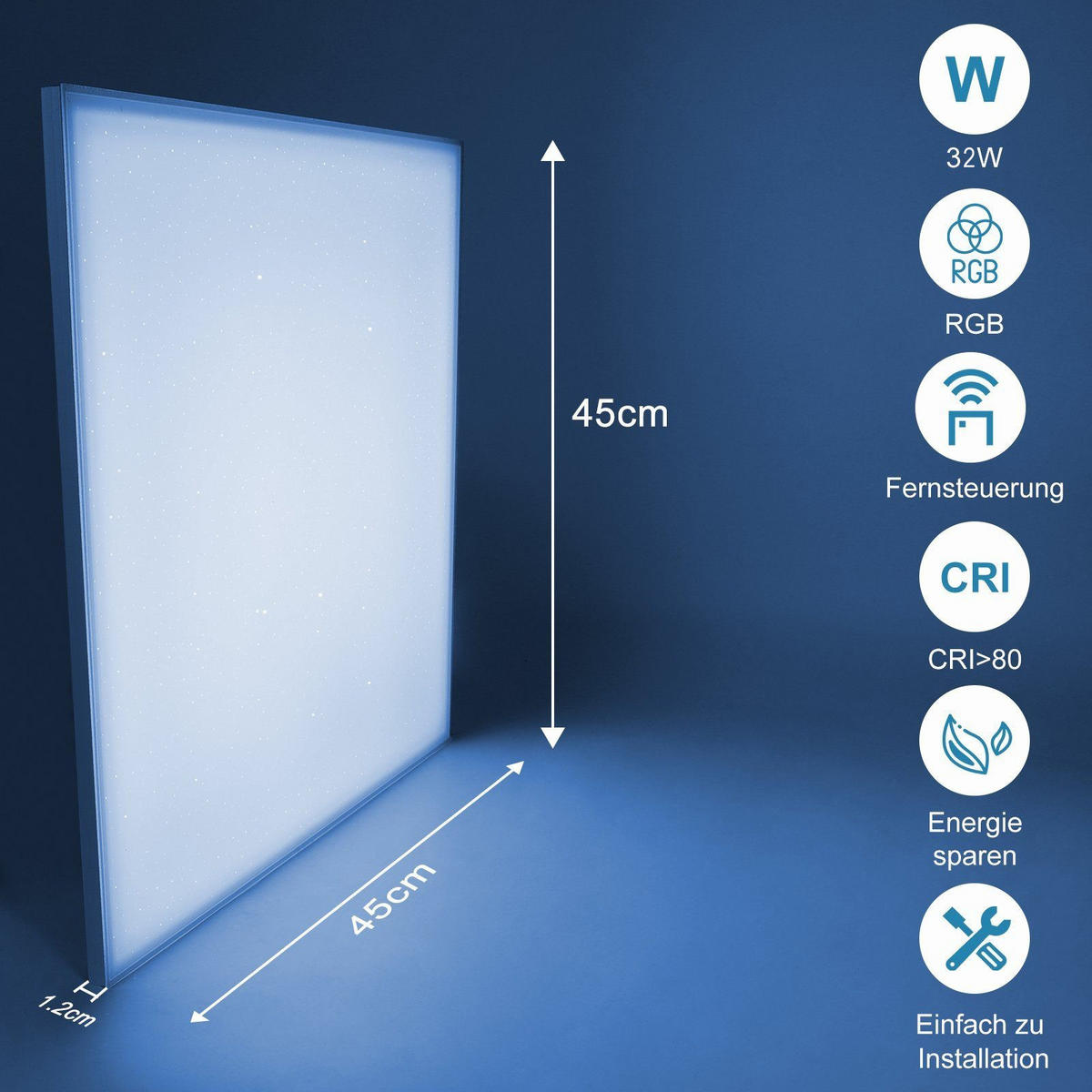 LED-DECKENLEUCHTE Xenia 45/45/7 cm - Weiß, Metall (45/45/7cm) - Nettlife