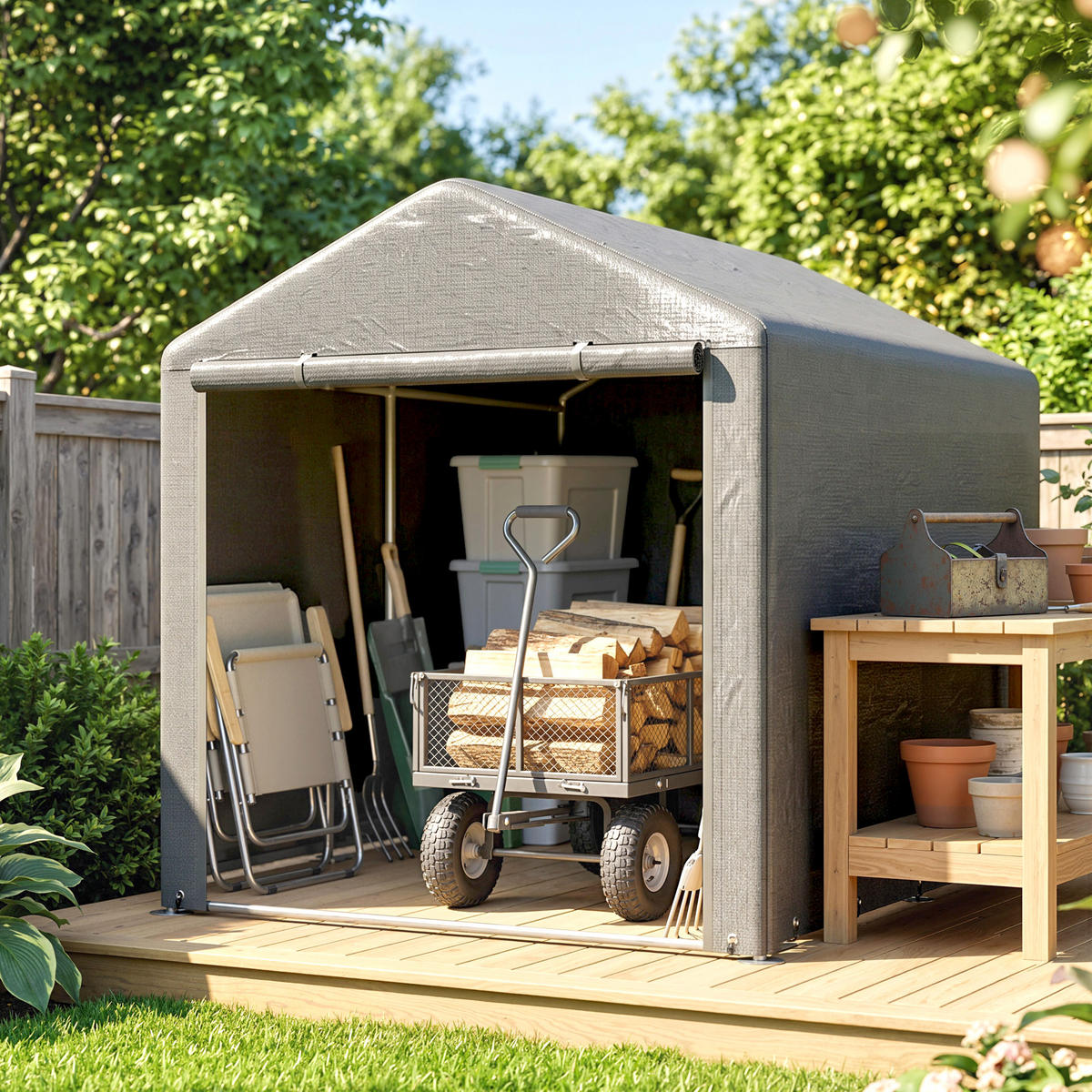 CARPORT Grau 1 Stück - Grau, Kunststoff/Metall (160/172/218cm) - GiPP