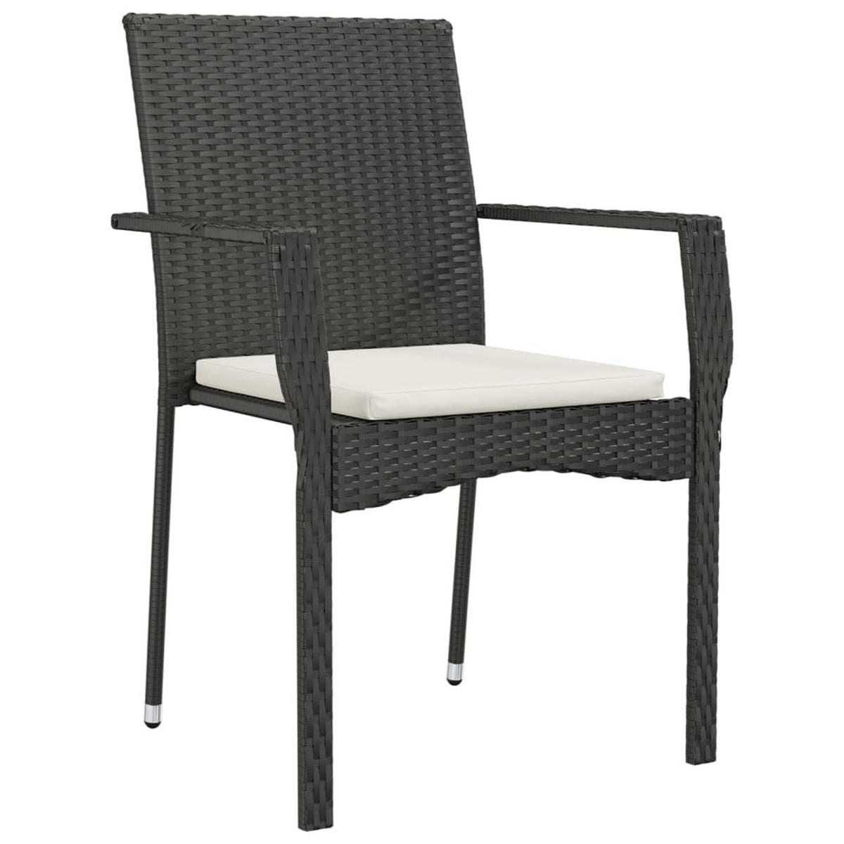 GARTEN-ESSGRUPPE 5-TLG. Mit Kissen Schwarz Poly Rattan - Creme/Schwarz, Kunststoff - vidaXL
