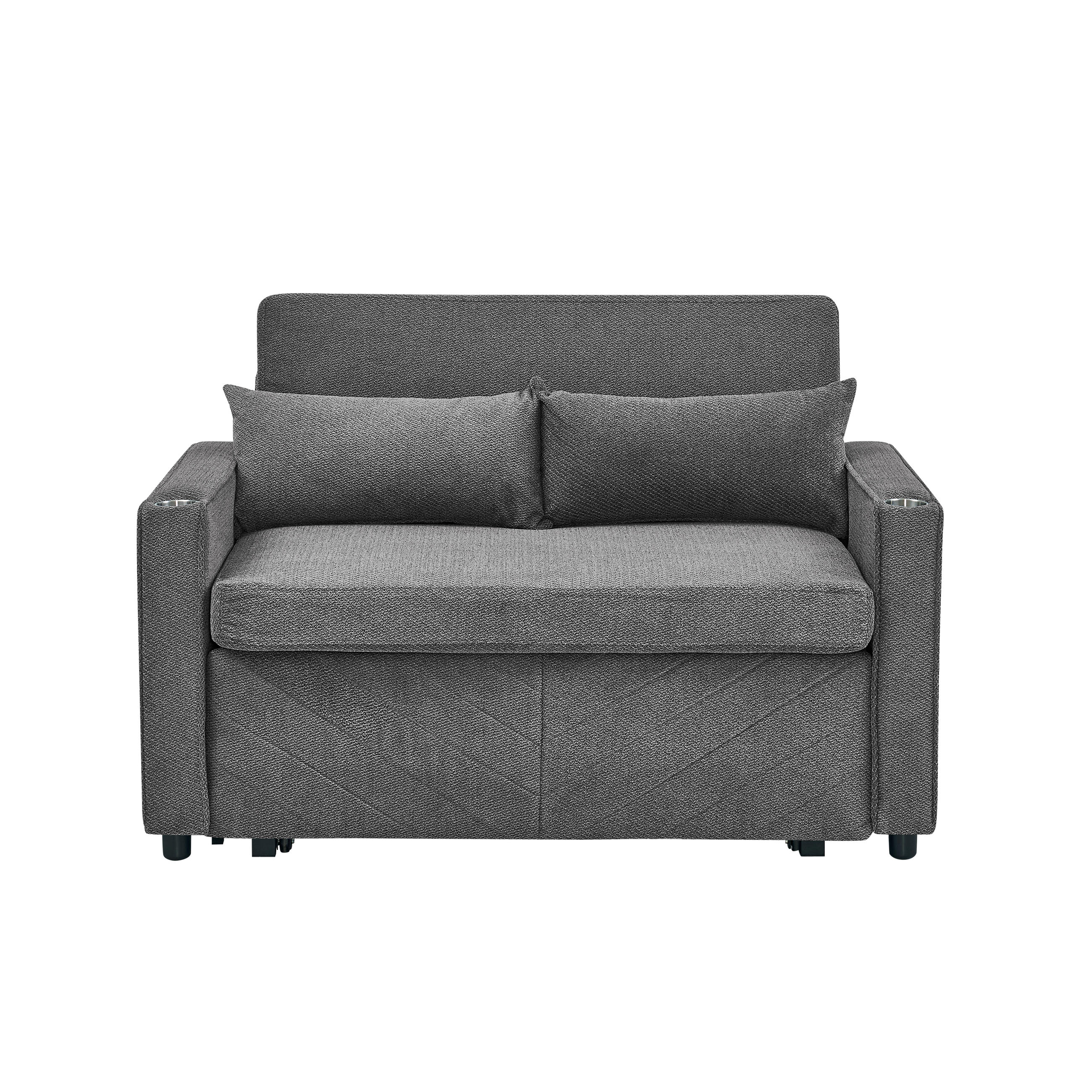 SCHLAFSOFA 134/82/73 cm Dunkelgrau mit USB Charging und Aufbewahrungstasche - Dunkelgrau, Textil (134/73/195cm) - Oxeza
