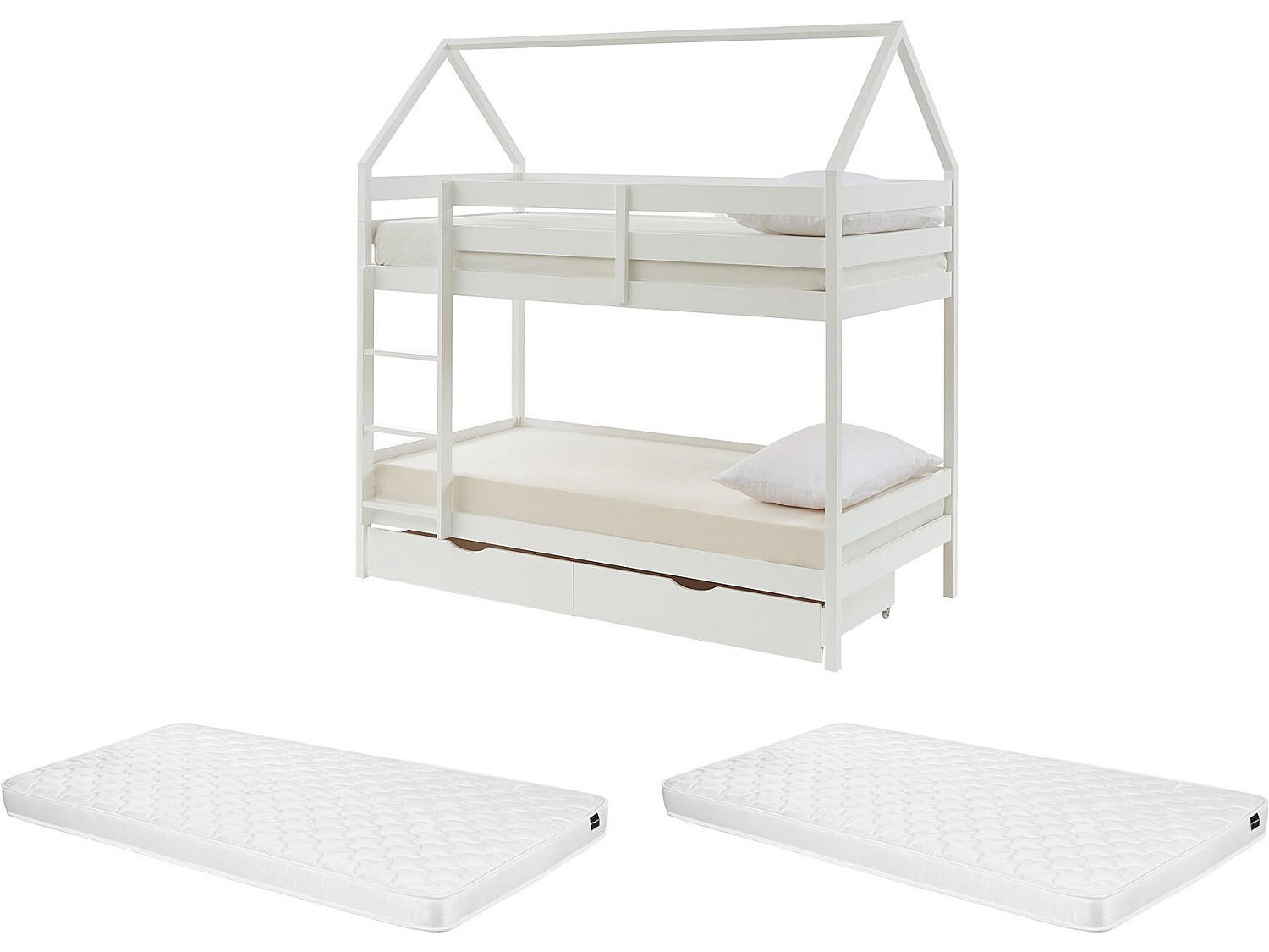 HAUSBETT - 2 Personen - holz - weiß Chori - Weiß, Holz (90/190cm) - Vente-Unique