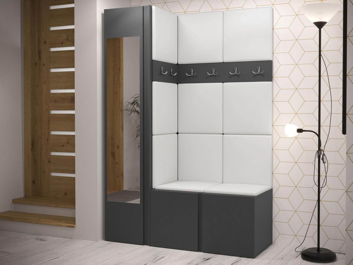 GARDEROBEN-SET Orion X - Graphitfarben/Weiß, Holzwerkstoff/Kunststoff (124/186/46cm) - MIRJAN24