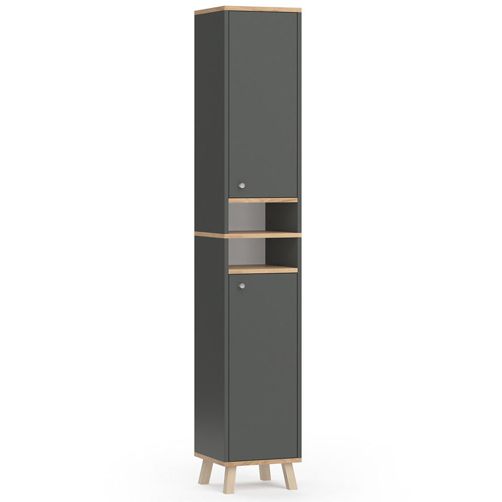 BADSCHRANK Senyo Anthrazit 30 x 174 cm - Anthrazit, Holzwerkstoff (30/174/30cm) - Vicco