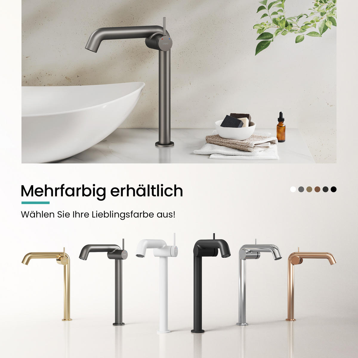 WASCHTISCHARMATUR Wasserzulaufrohr aus Edelstahl Anthrazit Matt 26cm - Anthrazit, Metall (22/7.6/33.2cm) - EMKE