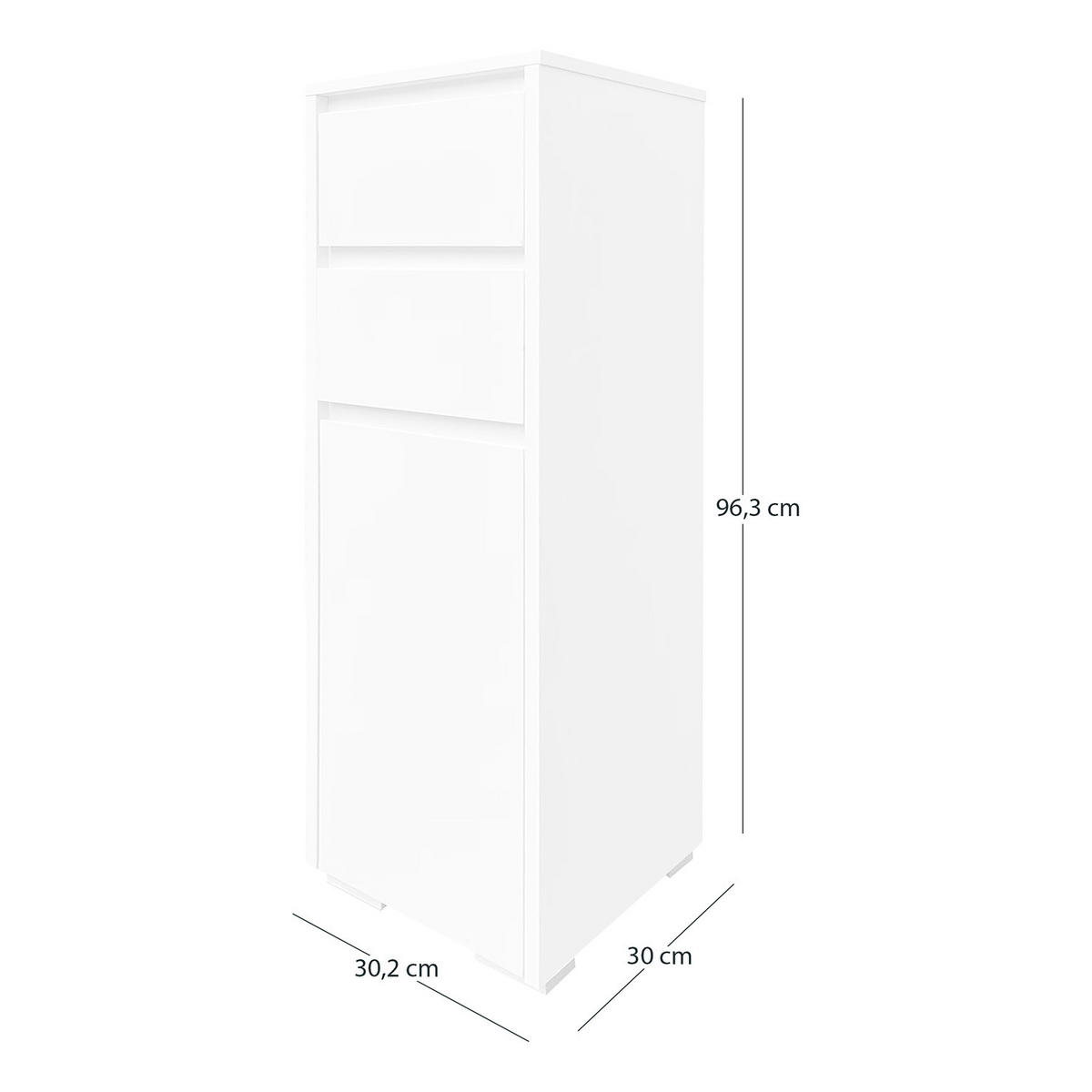 UNTERSCHRANK - Weiß - Weiß, Holzwerkstoff (30/96/30cm) - home24