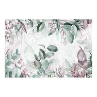 FOTOTAPETE Botanik in Pastell Grün & Rosa 336/225 cm - Grün, Papier (336/225cm) - Bilderwelten