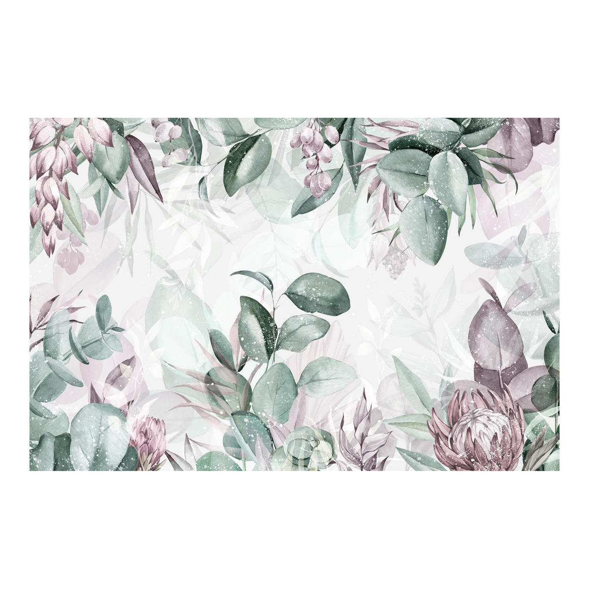 FOTOTAPETE Botanik in Pastell Grün & Rosa 336/225 cm - Grün, Papier (336/225cm) - Bilderwelten
