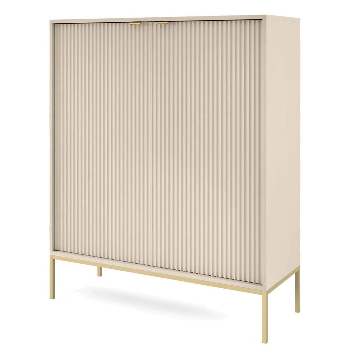 VELLORE Highboard - Beige/Goldfarben, Holzwerkstoff/Metall (104/125/39cm) - Selsey