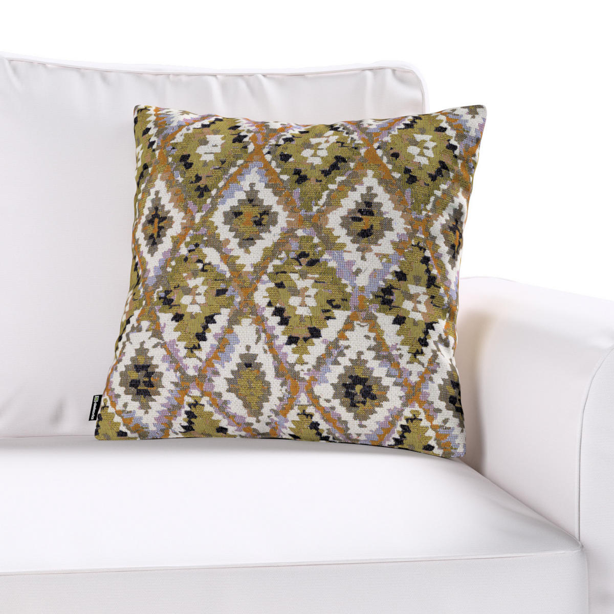 KISSENHÜLLE Cosy Home olive- weiß, 43x43 cm - Olivgrün/Weiß, Textil (43/43cm) - Dekoria