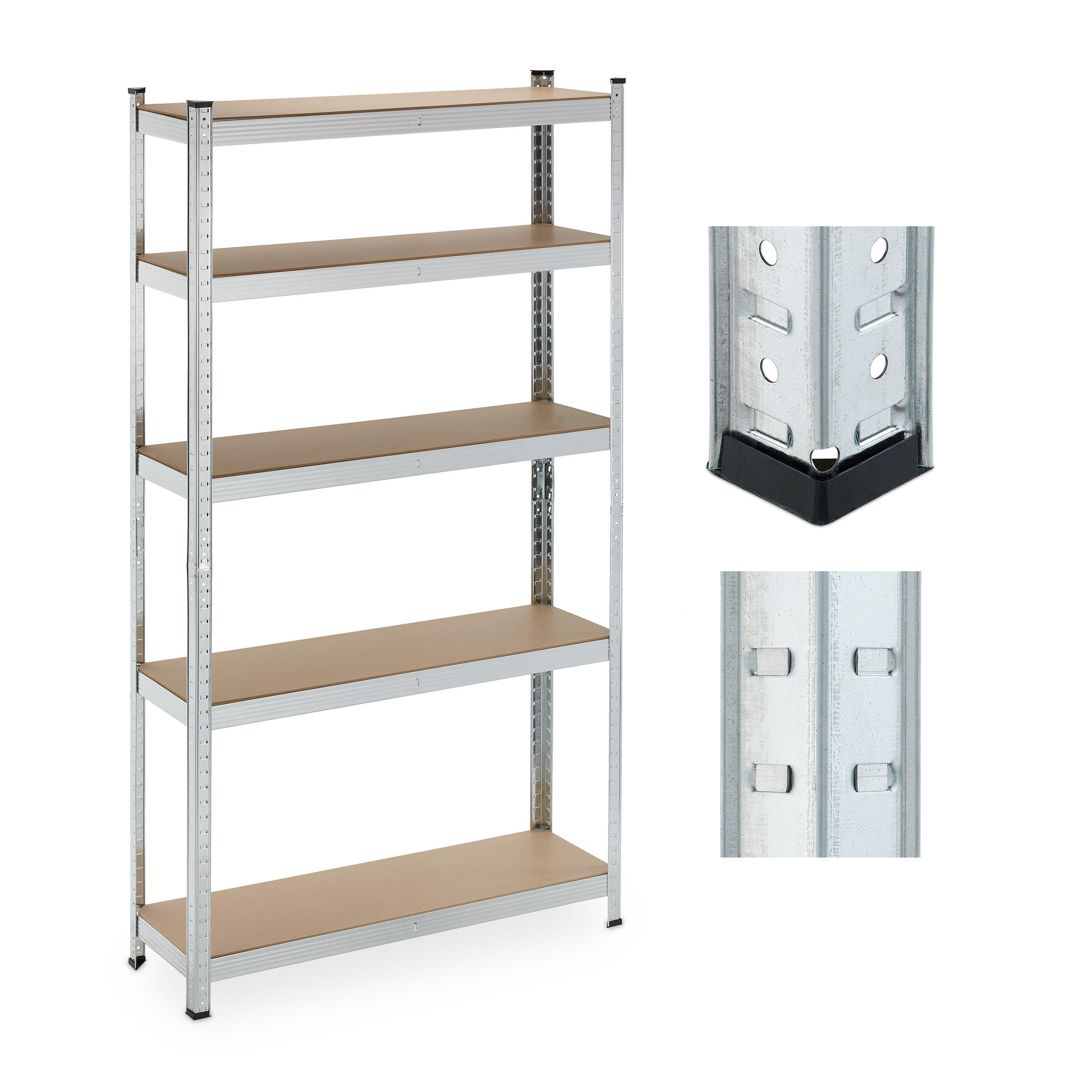 Relaxdays REGÁL stříbrný ocel MDF 5 polic 180 cm 500 kg