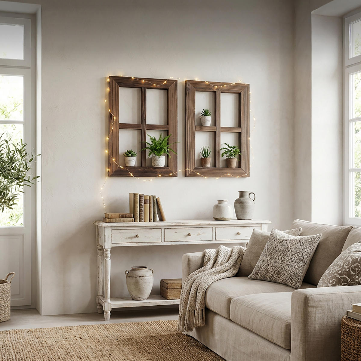 2XDEKORAČNÉ rámy - hnedá, drevo (28/40cm) - Relaxdays