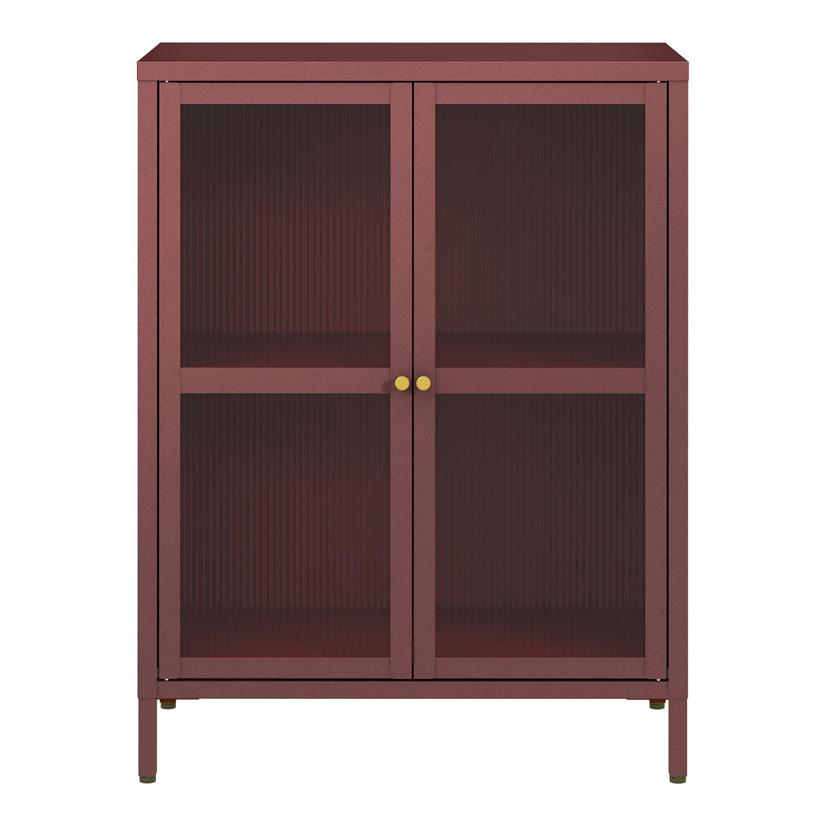 VITRINE Säkylä - Transparent/Bordeaux, Glas/Metall (64/84/35cm) - [en.casa]