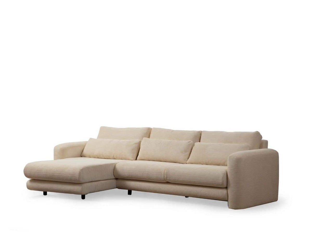 ECKSOFA mit losen Rückenkissen - Beige/Schwarz, Holz/Kunststoff (290/165cm) - myHomelando