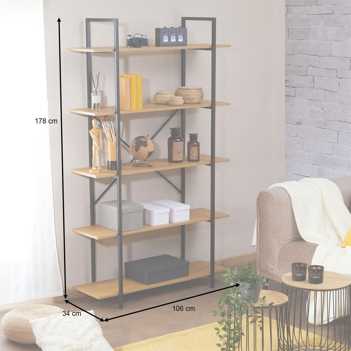 REGAL MEDA Wildeiche - Wildeiche, Holzwerkstoff (105/178/34cm) - CARO-Möbel