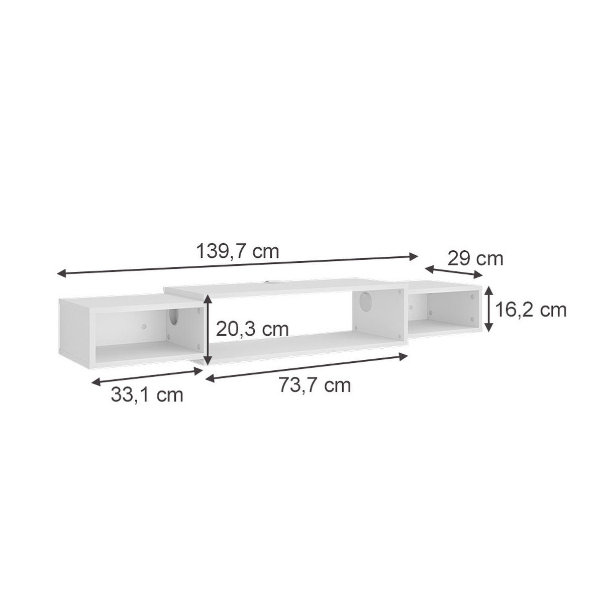 TV-SCHRANK Nordic Weiß 139.7 x 20.3 cm mit offenen Regalen - Weiß, Holzwerkstoff (139.7/20.3/29cm) - Vicco