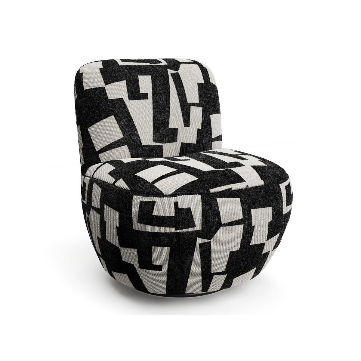 SESSEL Gemusterter texturierter Stoff Dunkles Anthrazit 64cm - Anthrazit, Textil (65/72/71cm) - Sia Home
