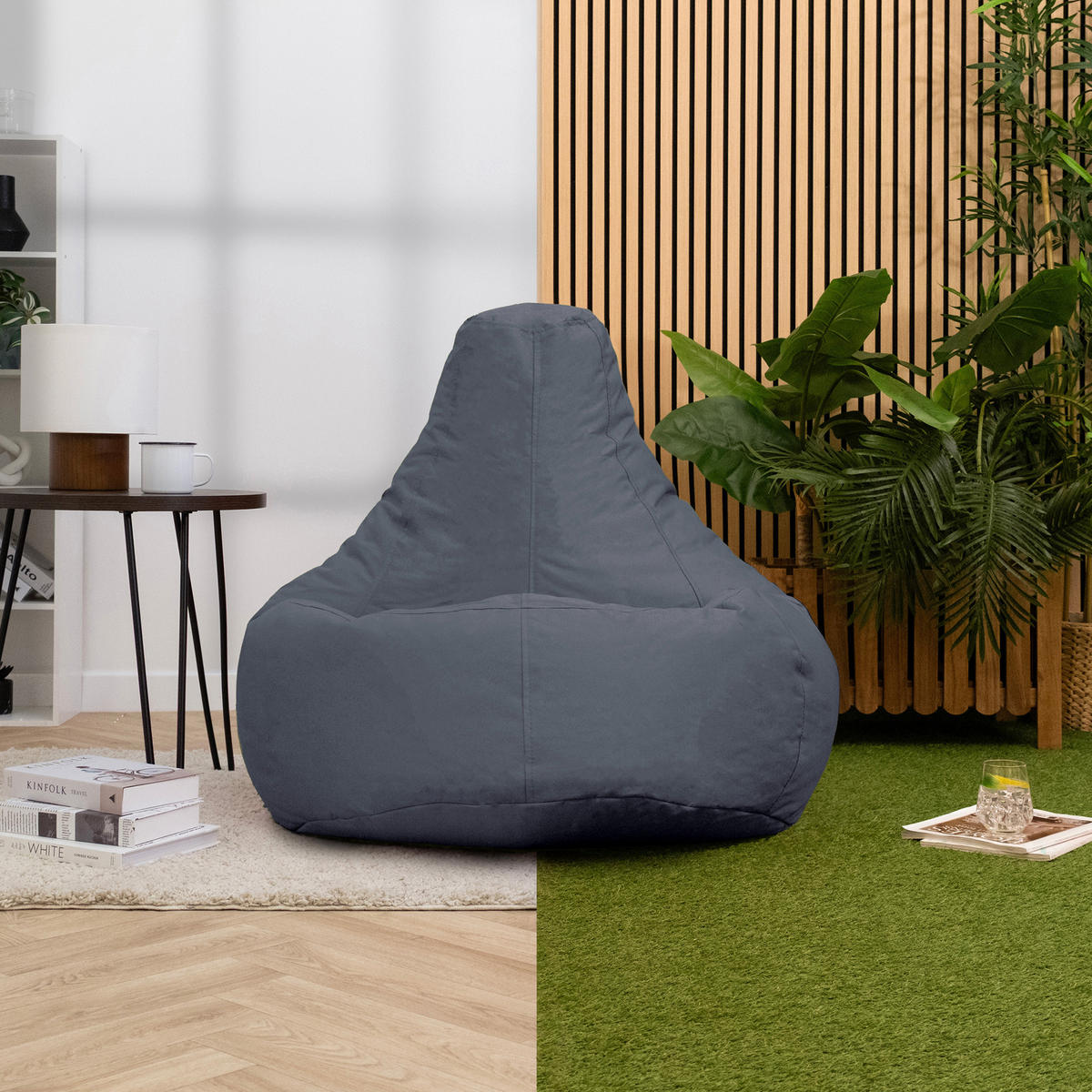 OUTDOORSITZSACK Liegestuhl - Anthrazit, Kunststoff (90/73/84cm) - Veeva
