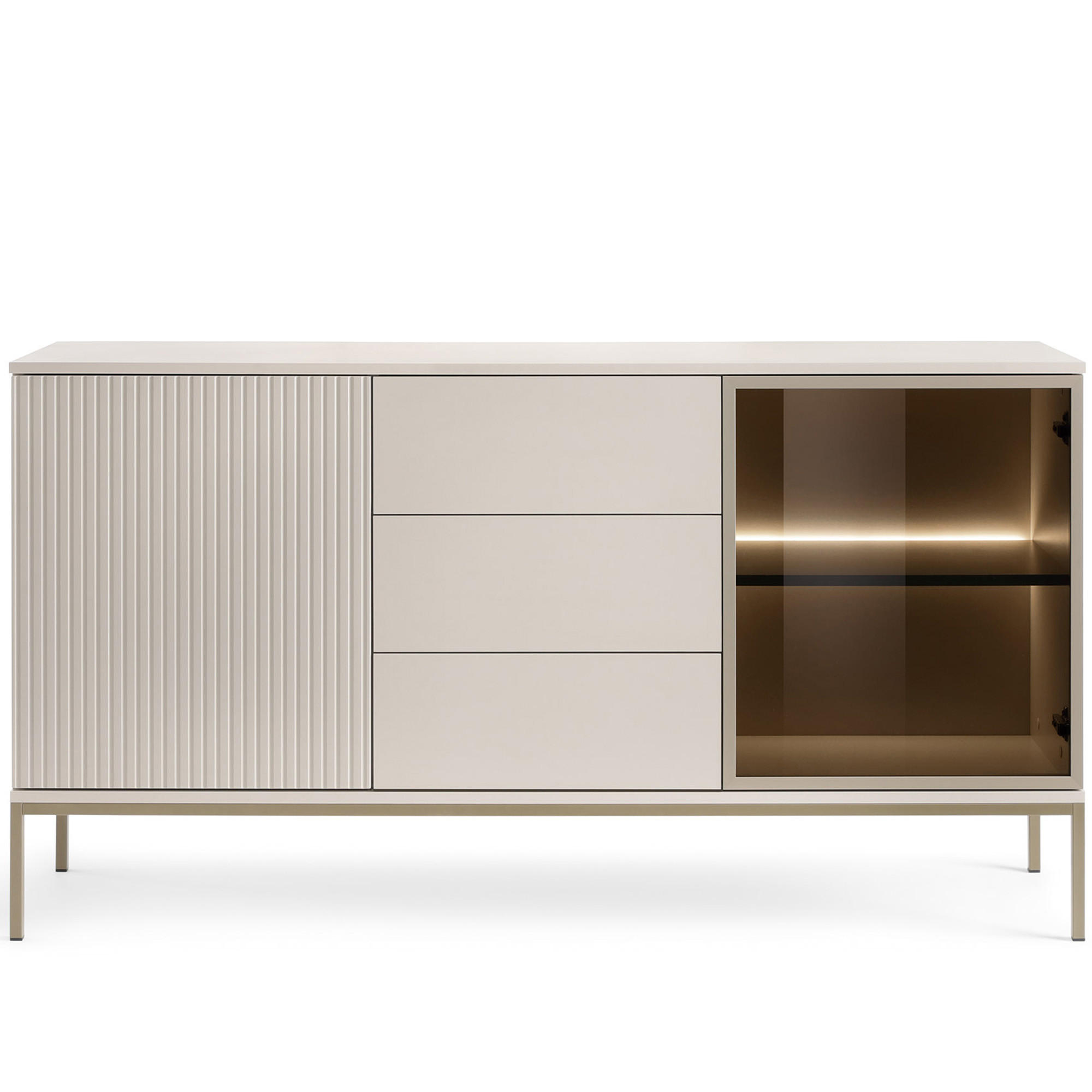 KOMMODE FONTE, Cremefarbig - Creme, Holzwerkstoff (154/83/39cm) - KONSIMO®